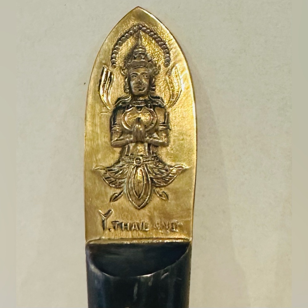 Vintage Siam (Thailand) Brass & Wood Serving Set - Picture 10 of 12